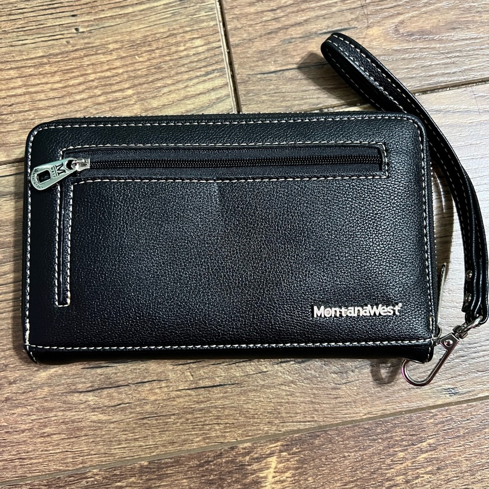 Montana West Black and Tan American Flag Wristlet - Picture 3 of 4